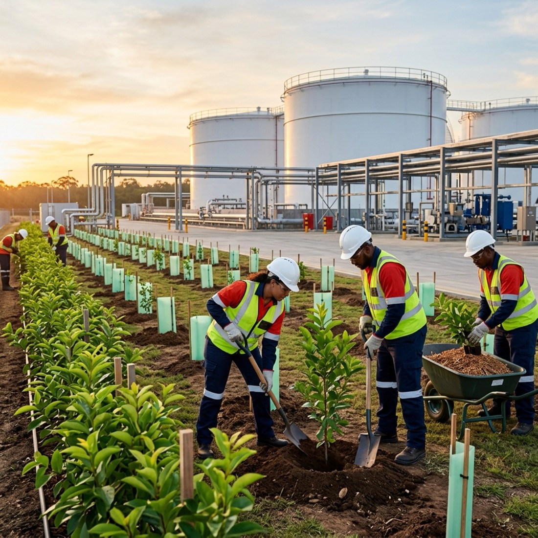 Vital Petroleum CSR team planting trees and supporting environmental stewardship near operations